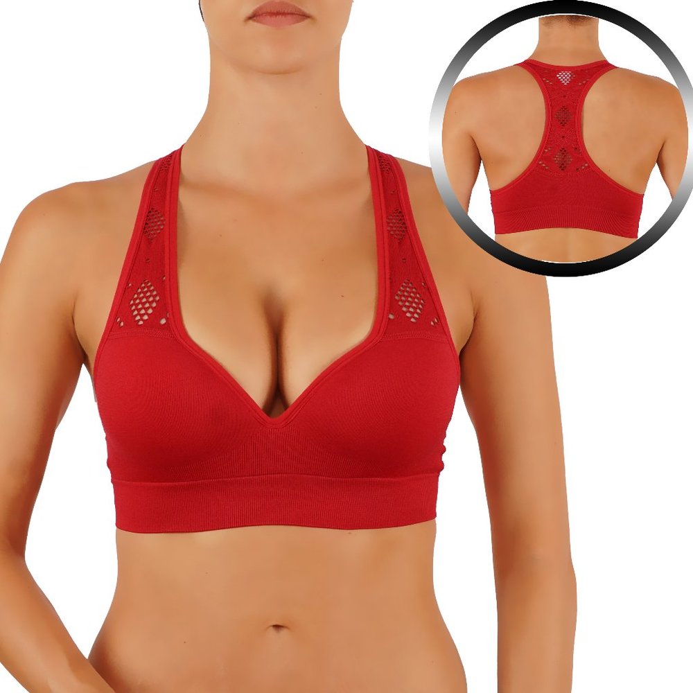 NWT Push-up Sports Bra With Build In Pads, Racer Back Red